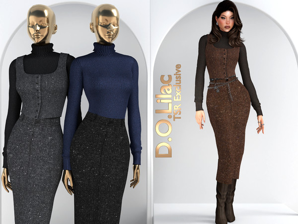 Sims 4 — Modern Authority Set DO147 by DOLilac — Includes: (Top + Bottom)