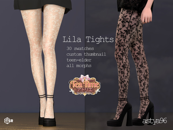 Sims 4 — Tea Time Lila Tights by astya96cc — 30 swatches