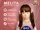 Sims 4 — Tea Time - Melita Hair by qicc — Long pigtails with straight bangs and decorative floral hair clips. - Maxis