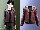 Sims 4 — Child - Edgy burgundy biker jacket with quilted sleeves and zips by Garfiel — A stylish child-sized biker jacket