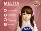 Sims 4 — Tea Time - Melita Hair by qicc — Long pigtails with straight bangs and decorative floral hair clips. - Maxis