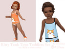 Sims 4 — Kitty Tank Top Toddlers Set by Dissia — Sleepwear tank top with a cat print and black or white outline for