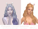 Sims 4 — Pompom Curved Antennas Set by Dissia — Alien antenna curved to the right (v1) or left (v2) with pom poms at the