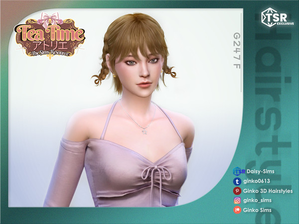 Sims 4 — Tea Time Atelier - Braids Hair - Ginko 247 by Daisy-Sims — 21 base colors + 9 ombre colors