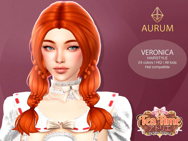 Sims 4 — Aurum - Veronica Braided Pigtails Hairtysle by Aurum — 24 colors