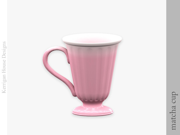 Sims 4 — Matcha Cup by kerriganhouse — An adorable green and pink baking tea set.