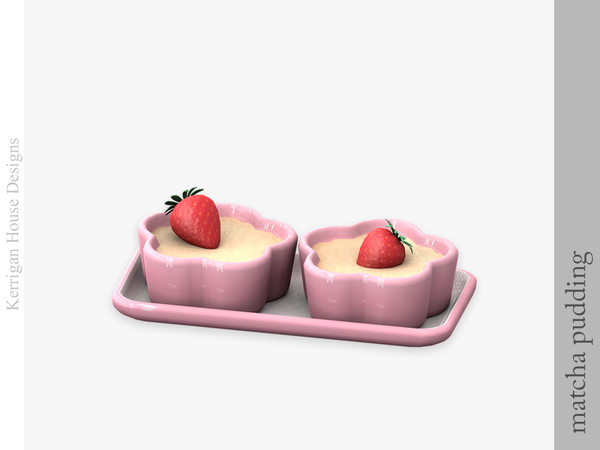 Sims 4 — Matcha Pudding by kerriganhouse — An adorable green and pink baking tea set.