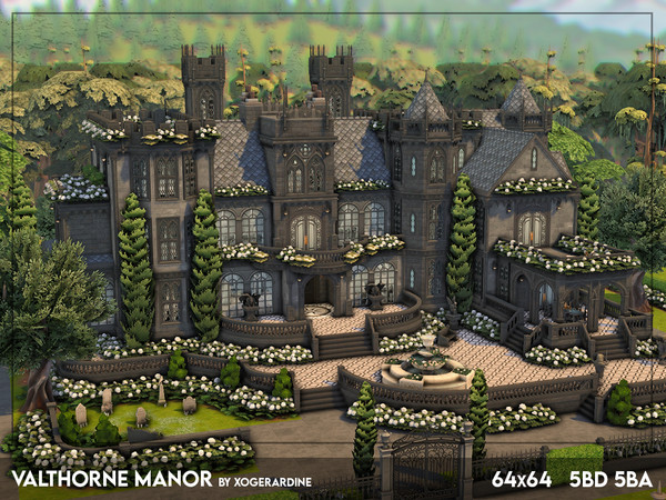 Sims 4 — Valthorne Manor (NO CC) by xogerardine — This might be the biggest build I've done so far, or at least it feels