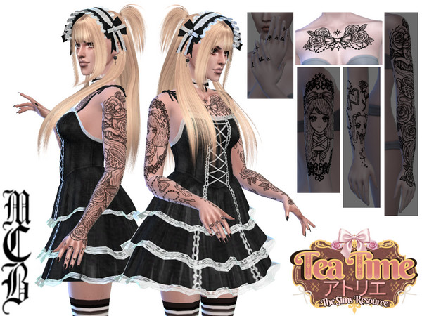 Sims 4 — Ribbon And Roses Chest Tattoo by MaruChanBe2 — Cute tattoos for your cuties.