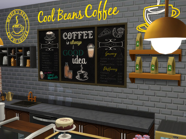 Sims 4 — HedoneSims Coffee Shop Signs & Chalkboard menu by hedonesims — This set contains a chalkboard menu, neon