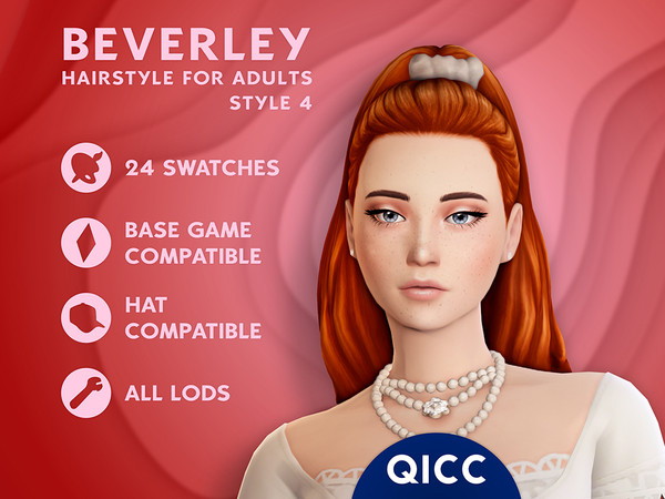 Sims 4 — Beverley Hair Style 4 by qicc — A high ponytail with a scrunchy. - Maxis Match
