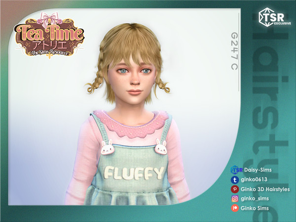 Sims 4 — Tea Time Atelier - Braids Hair for Children - Ginko 247C by Daisy-Sims — 21 base colors + 9 ombre colors
