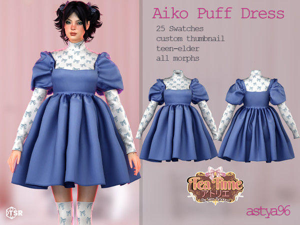 Sims 4 — Tea Time Aiko Puff Dress by astya96cc — 25 swatches