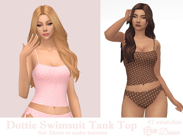 Sims 4 — Dottie Swimsuit Tank Top Set by Dissia — Polka dot pattern tank top