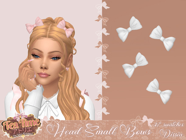 Sims 4 — Head Small Bows v2 (Lower) by Dissia — Small bows for your sim hairstyles