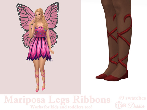 Sims 4 — Mariposa Legs Ribbons by Dissia — Legs ribbons that you can wear with any shoes