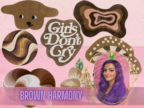 Sims 4 — Brown Harmony Rug Collection by gokcemsims — Add warmth to your interiors with the Brown Harmony Collection.