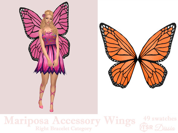 Sims 4 — Mariposa Wings (Accessory) by Dissia — Butterfly like fairy wings with soft glitter, inspired by one of popular