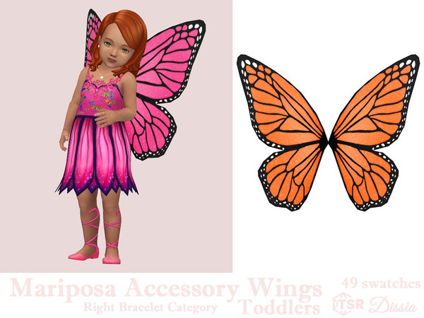 Sims 4 — Mariposa Wings Toddlers (Accessory) by Dissia — Butterfly like fairy wings with soft glitter for toddlers,