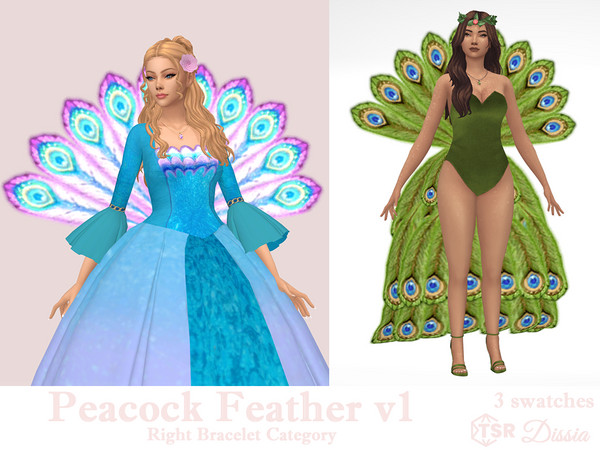 Sims 4 — Peacock Feather v1 by Dissia — Peacock back feathers fan inspired by one of popular doll movies