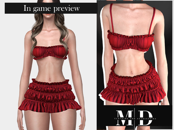 Sims 4 — (MYDARLING20) Breaking Hearts- 2-piece set, with ruffles -(SKIRT) - by Mydarling20 — Outfit Information Age