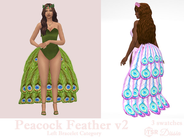 Sims 4 — Peacock Feather v2 by Dissia — Peacock back feather going down