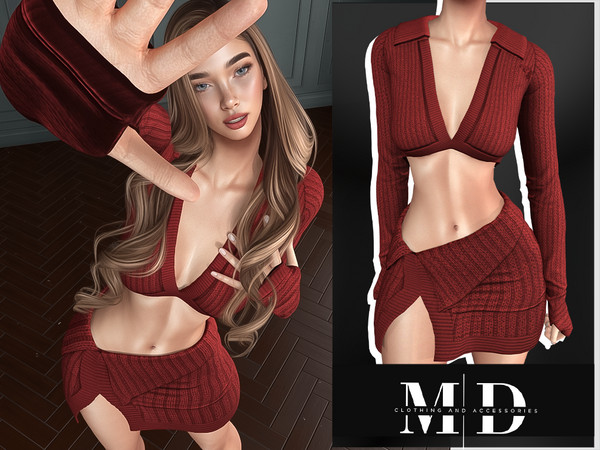 Sims 4 — (MYDARLING20) Aura Set - mini skirt with folded waistband by Mydarling20 — Outfit Information Age Groups: Teens,