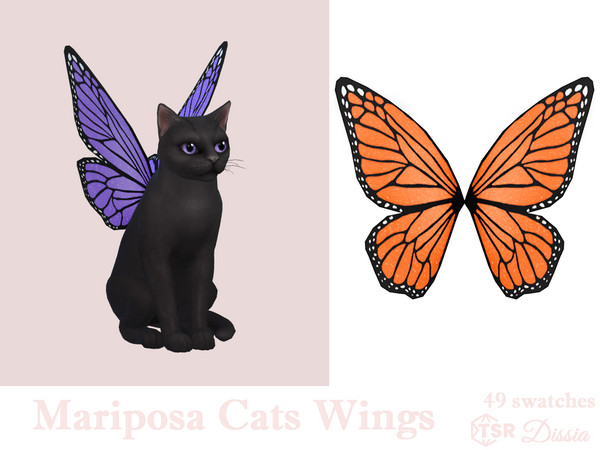 Sims 4 — Mariposa Cats Wings by Dissia — Butterfly like fairy wings with soft glitter for cats