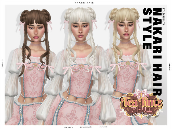 Sims 4 — LeahLillith_NakariHairstyle_MM by Leah_Lillith — There is optional bows accessory which can be found in the HATS