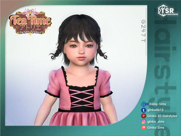 Sims 4 — Tea Time Atelier - Braids Hair for Toddlers - Ginko 247T by Daisy-Sims — 21 base colors + 9 ombre colors