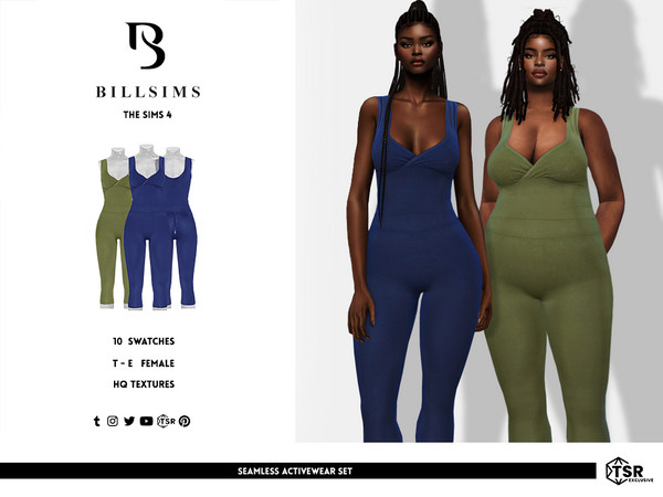Sims 4 — Seamless Activewear Set by Bill_Sims — This set includes a V-neck wrap detail top and a pair of high waisted