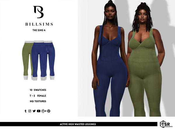Sims 4 — Active High Waisted Leggings by Bill_Sims — This set includes a V-neck wrap detail top and a pair of high