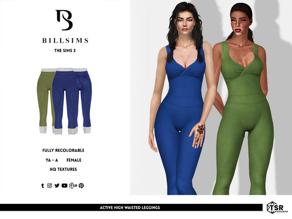 Sims 3 — Active High Waisted Leggings by Bill_Sims — These leggings feature a seamless, soft material with a high-waisted