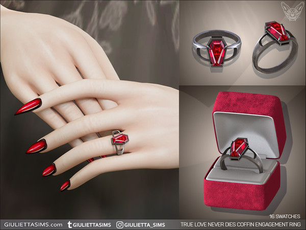 Sims 4 — True Love Never Dies Coffin Engagement Ring by feyona — True Love Never Dies Coffin Engagement Ring comes with