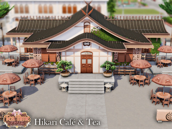 Sims 4 — Hikari Cafe & Tea l noCC by simZmora — Lot Size - 40x30