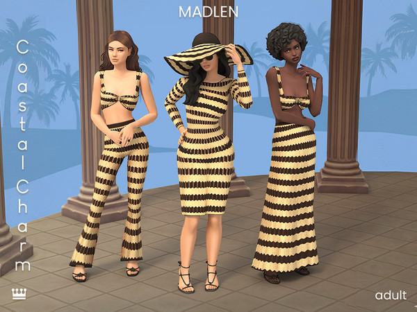 Sims 4 — [Madlen] Coastal Charm Dress by Madlen — Picture yourself exploring quaint alleys in a charming striped set,