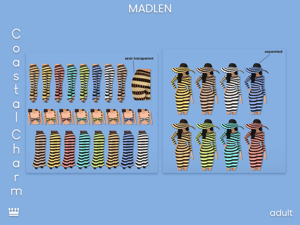 Sims 4 — [Madlen] Coastal Charm Hat by Madlen — Picture yourself exploring quaint alleys in a charming striped set,