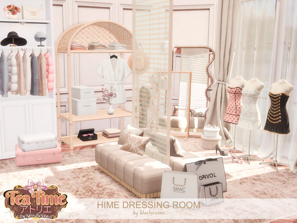 Sims 4 — Hime Dressing Room by BlusterSims — Hime Dressing Room is a soft, pastel toned boutique space featuring elegant