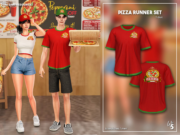 Sims 4 — (Wisteria) Pizza Boy (Top) by WisteriaSims — A stylish pizza delivery uniform set for your Sims!