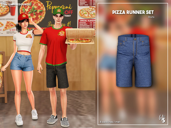 Sims 4 — (Wisteria) Pizza Boy (Bottom) by WisteriaSims — A stylish pizza delivery uniform set for your Sims!