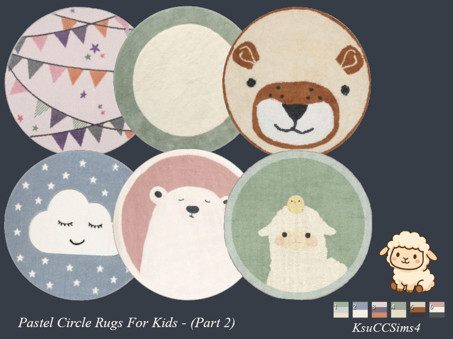 The Sims Resource | KsuCCSims4 - Pastel Circle Rugs For Kids - (Part 2)