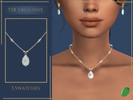 Sims 4 — Sophie Diamond Necklace by Pitted0live — Pear cut diamond pendant on a chain necklace with gold beads and round