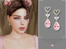 Sims 4 — PATREON- Pink Diamond & Heart Earrings by Glitterberryfly — A dangle earring with heart pendant and diamonds