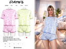 Sims 4 — CLOTHES SET525 by Daph's — A soft and stylish patterned pajama set featuring a relaxed fit tee and ruffle-trim