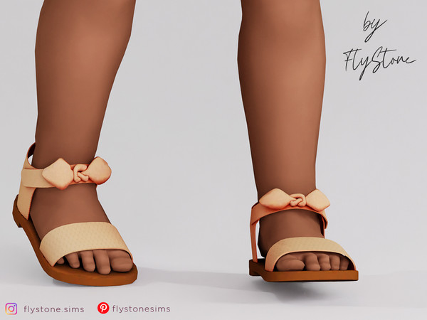 Sims 4 — Toddler Sandals With A Braided Strap And A Bow Knot by FlyStone — Great toddler shoes with braided strap texture