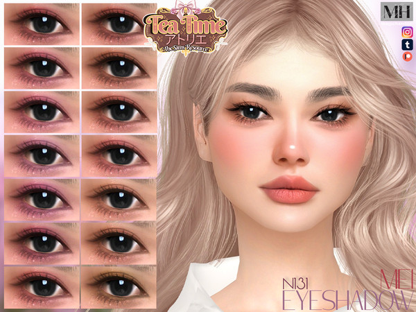 Sims 4 — Tea Time - Mei Eyeshadow N131 by MagicHand — Cute Soft Eye Makeup in 16 colors - HQ Compatible.