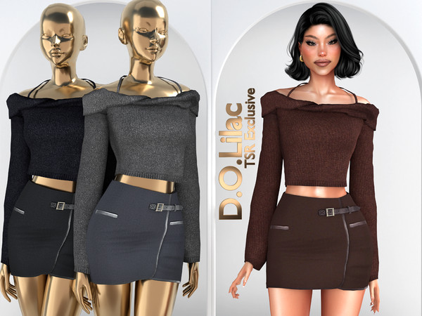 Sims 4 — Soft Power Chic Set DO148 by DOLilac — Includes: (Top + Bottom)