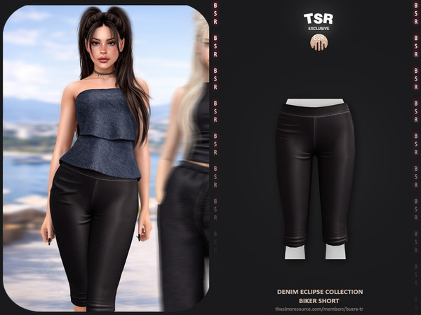 Sims 4 — Denim Eclipse Collection - 1 Biker Short BD1657 by busra-tr — - Set Inclued : Top x3 - Jeans - Short - Skirt - 5
