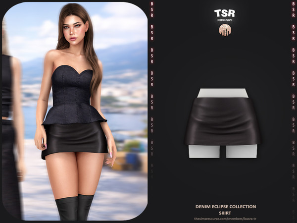 Sims 4 — Denim Eclipse Collection - 2 Skirt BD1657 by busra-tr — - Set Inclued : Top x3 - Jeans - Short - Skirt - 5