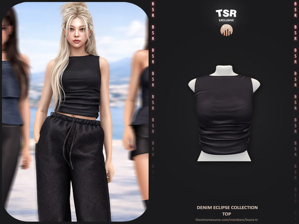 Sims 4 — Denim Eclipse Collection - 3 Top BD1657 by busra-tr — - Set Inclued : Top x3 - Jeans - Short - Skirt - 5